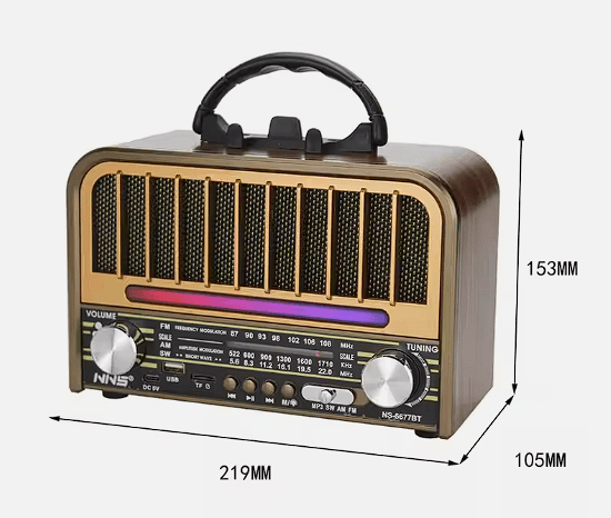 NS-6677BT kablosuz açık am fm radyo hoparlör taşınabilir vintage am fm radyo yüksek kalite disko işık retro usb radyo