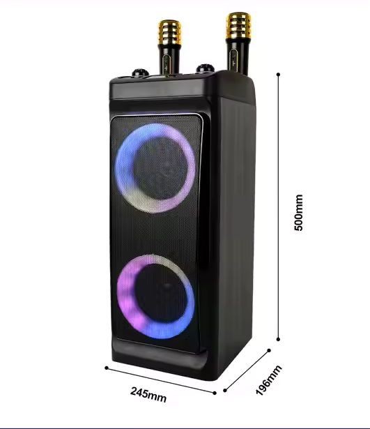 cift mikrafonlu cift hoparlör ahsap kabin bluetooth hoparlör