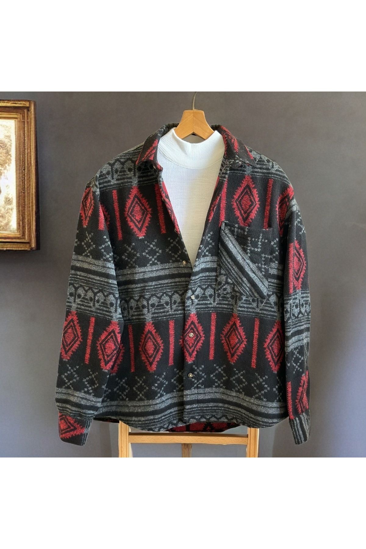 Erkek Oversize Desenli Oduncu Gömlek