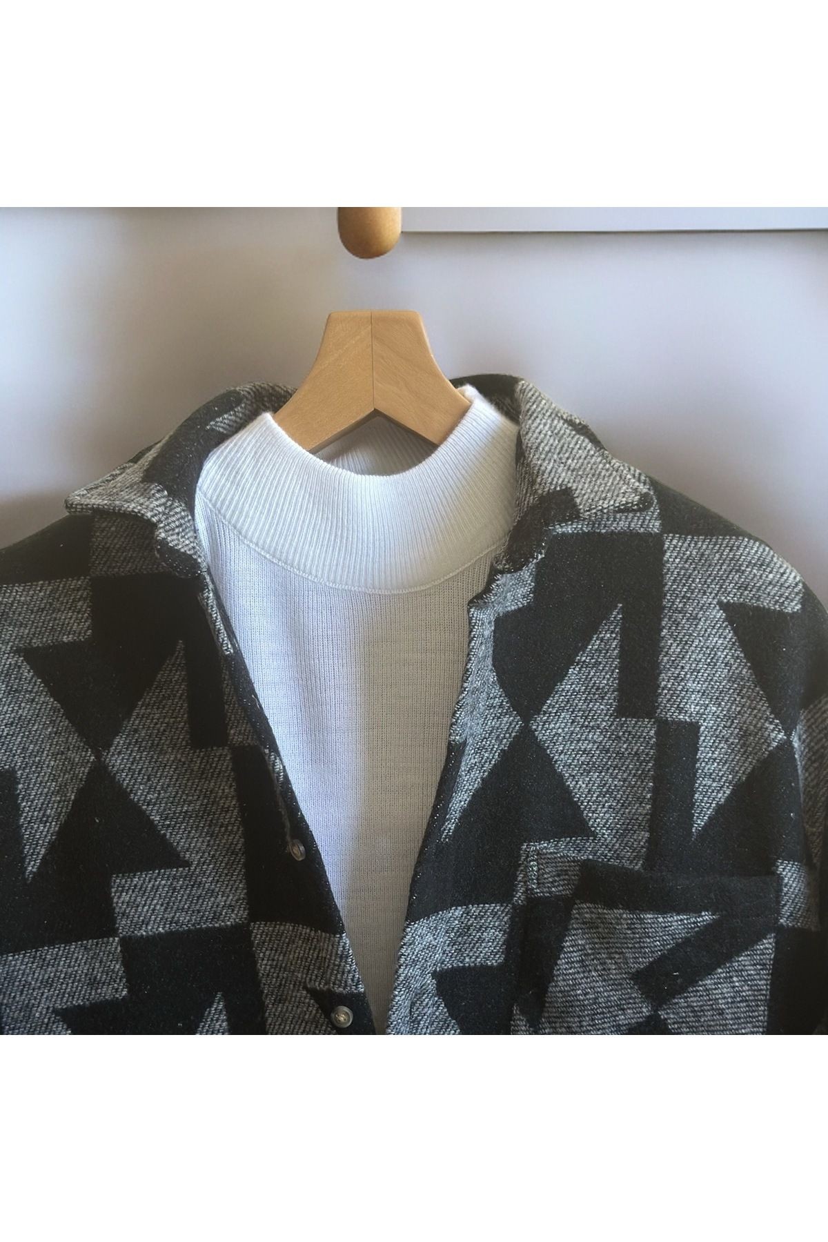 Erkek Yeni Sezon Oversize Gömlek Yaka Pamuklu Oduncu Gömlek