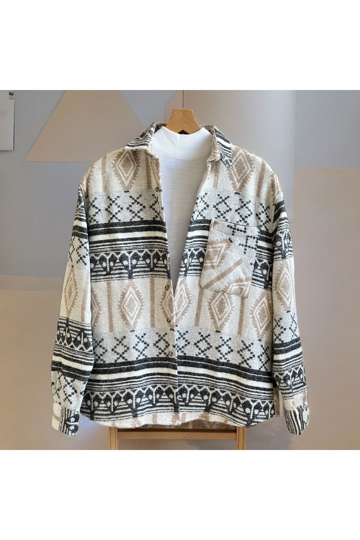 Erkek Oversize Desenli Oduncu Gömlek