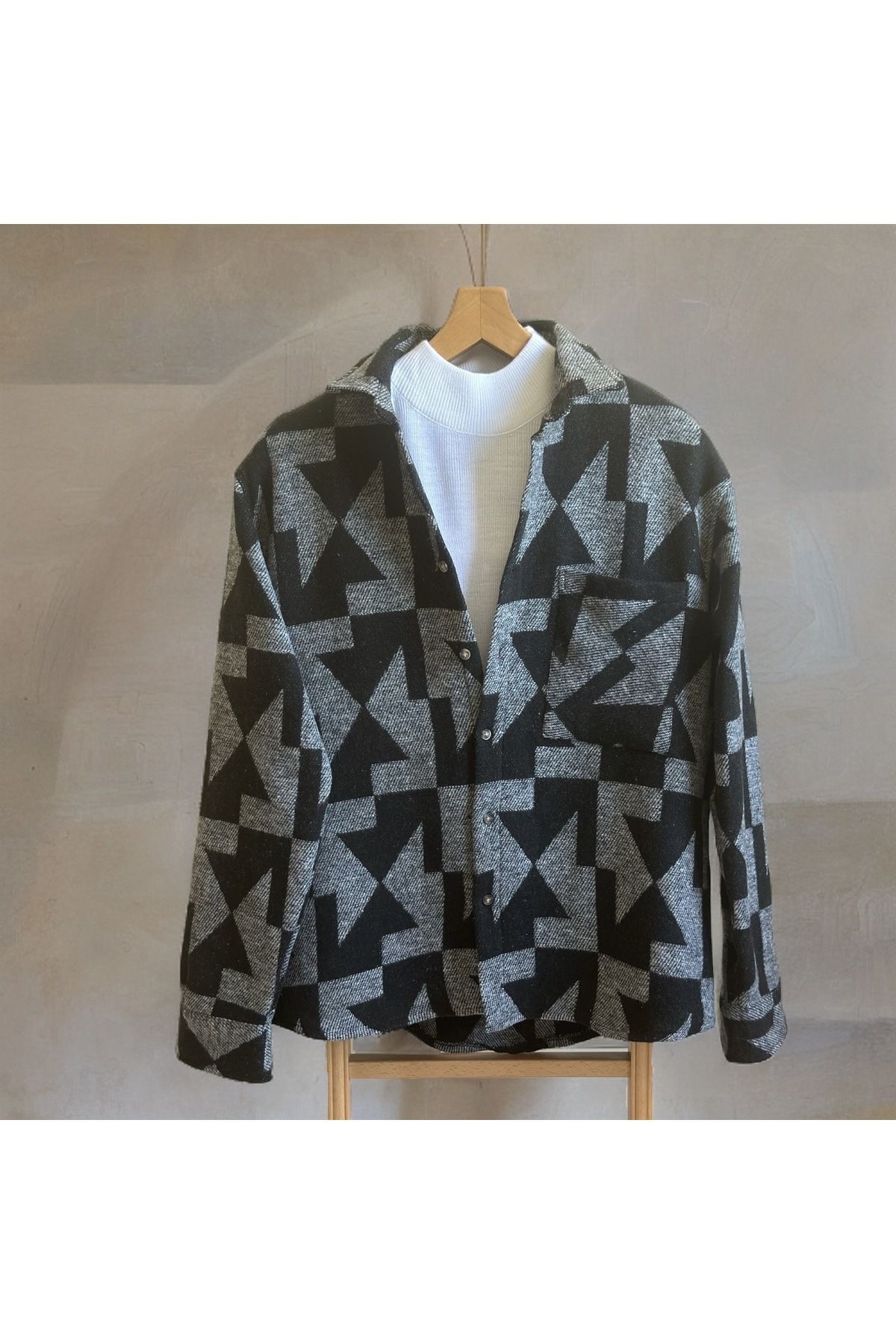Erkek Yeni Sezon Oversize Gömlek Yaka Pamuklu Oduncu Gömlek
