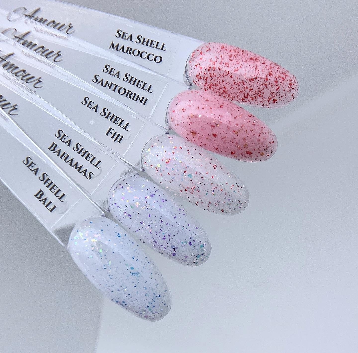 AMOUR  COVER BASE COAT Sea Shell - (Santorini)Pembe yogurt, pembe altın  folyolu