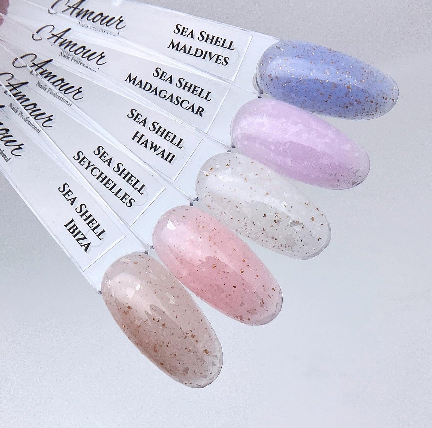 AMOUR  COVER BASE COAT Sea Shell - (Santorini)Pembe yogurt, pembe altın  folyolu