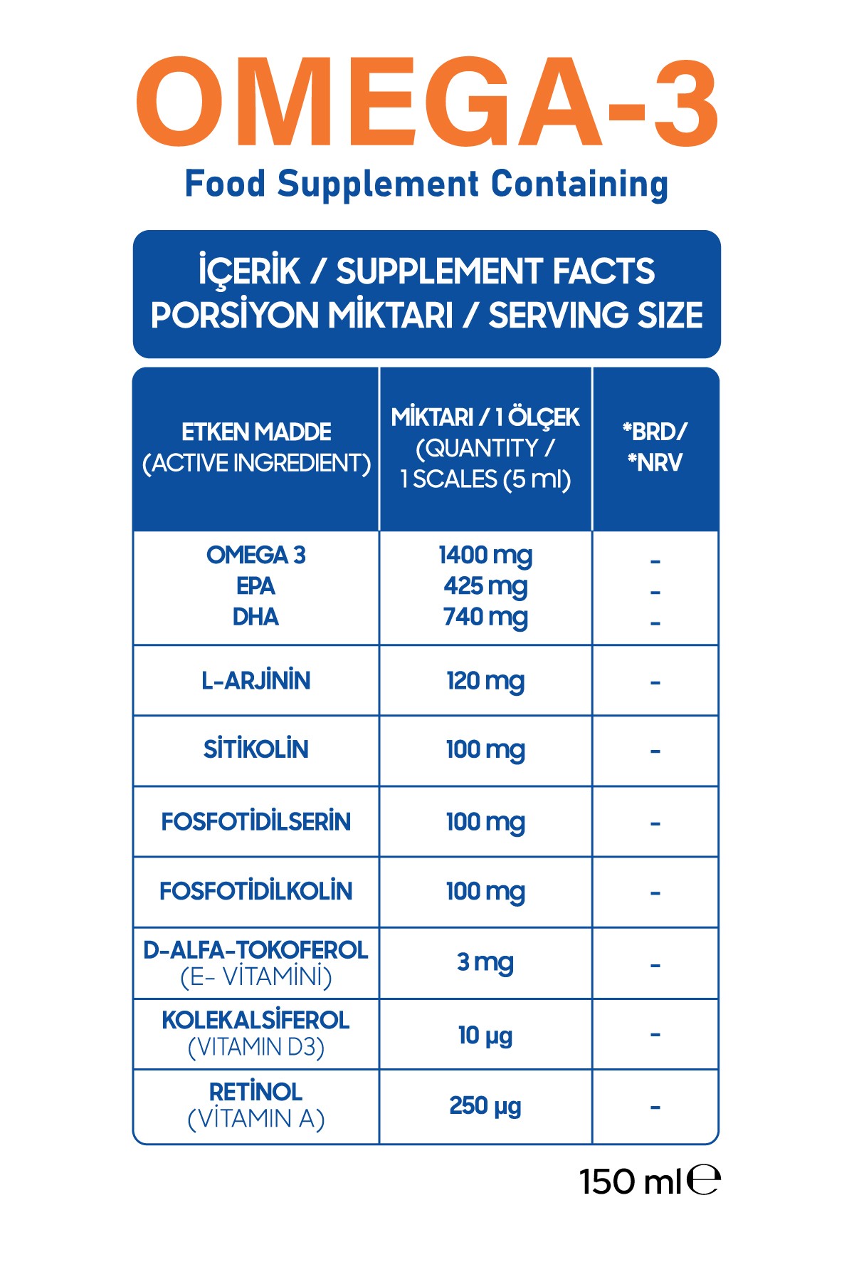 Omega-3 Sıvı Takviye Edici Gıda