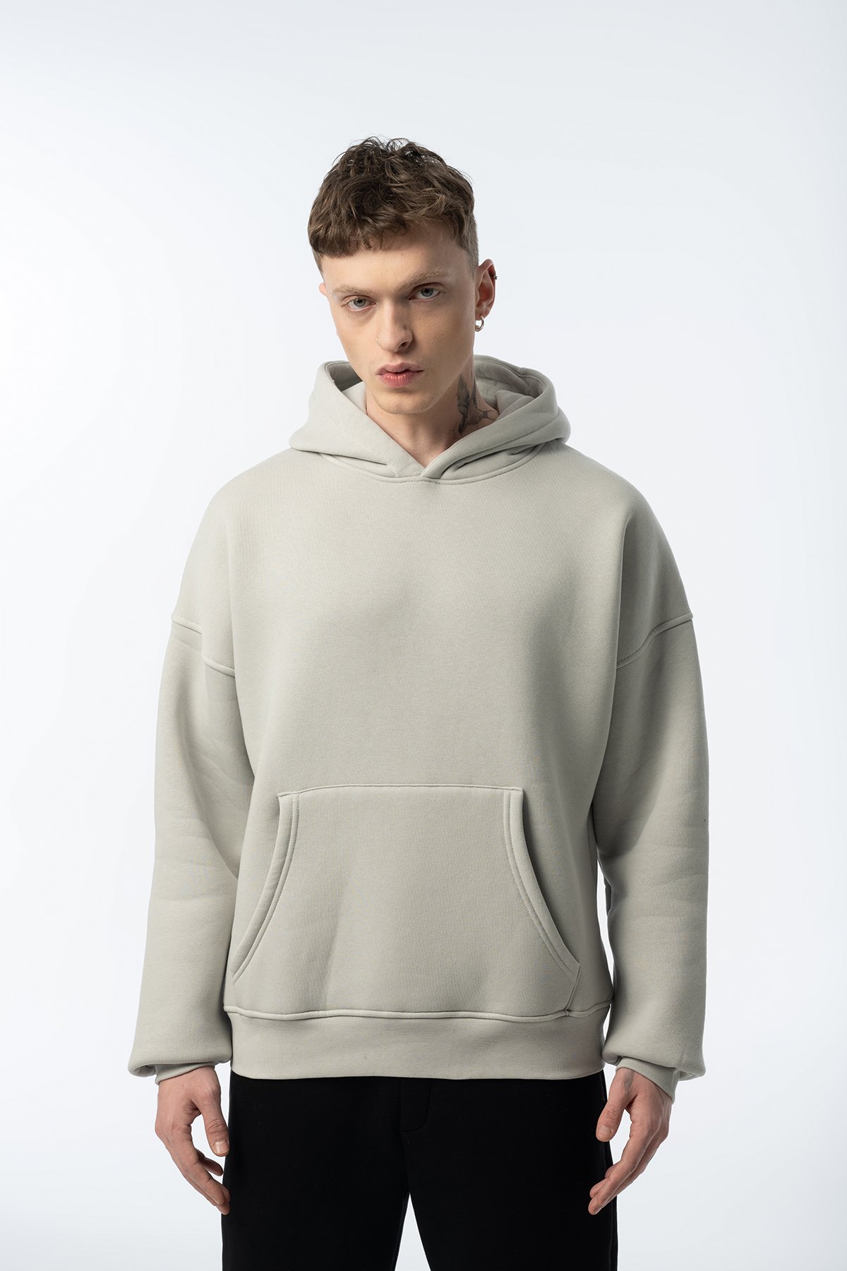 Unisex Old School Oversize Hoodie - Gri