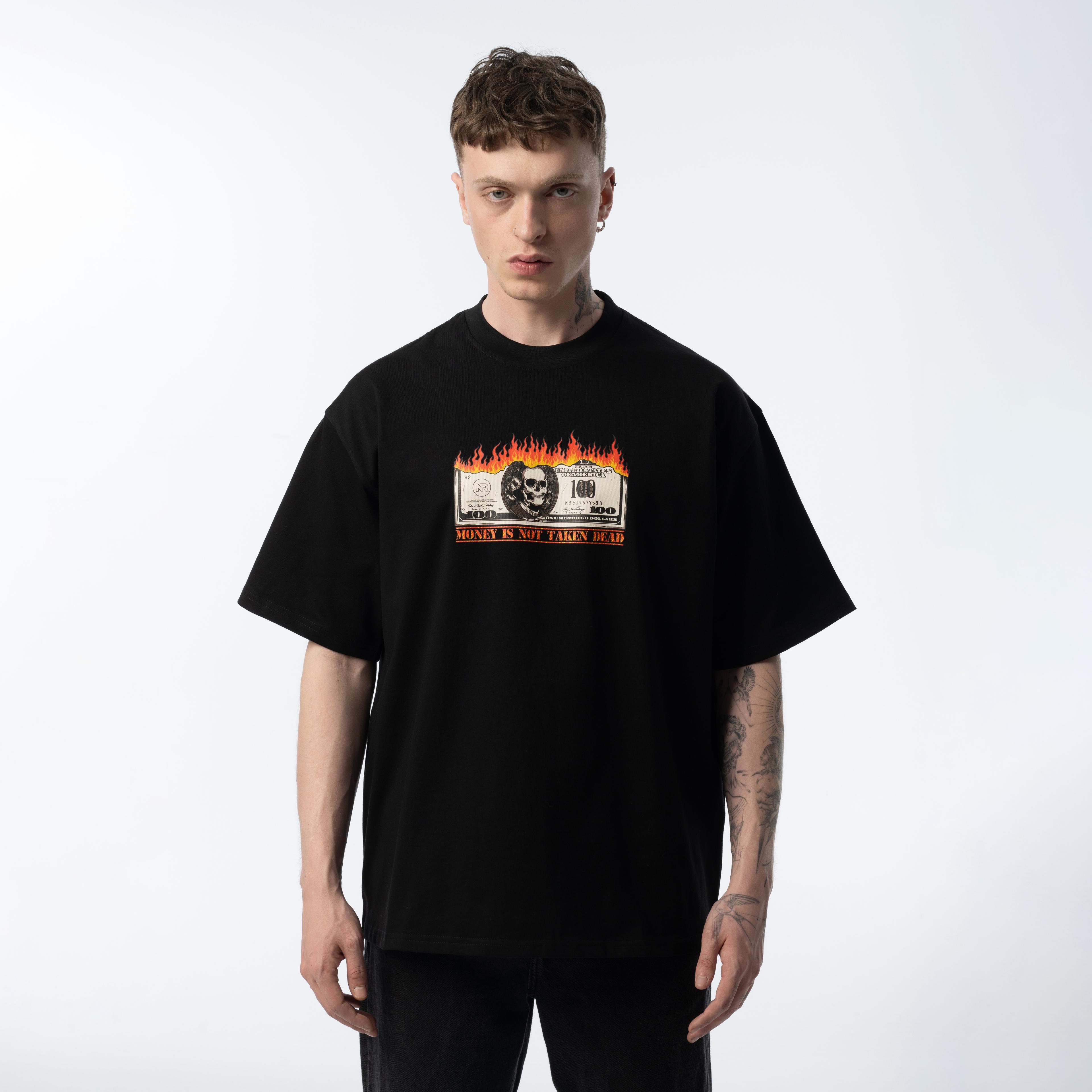 Unisex Money is Not Taken Dead Siyah Oversize Premium T-shirt