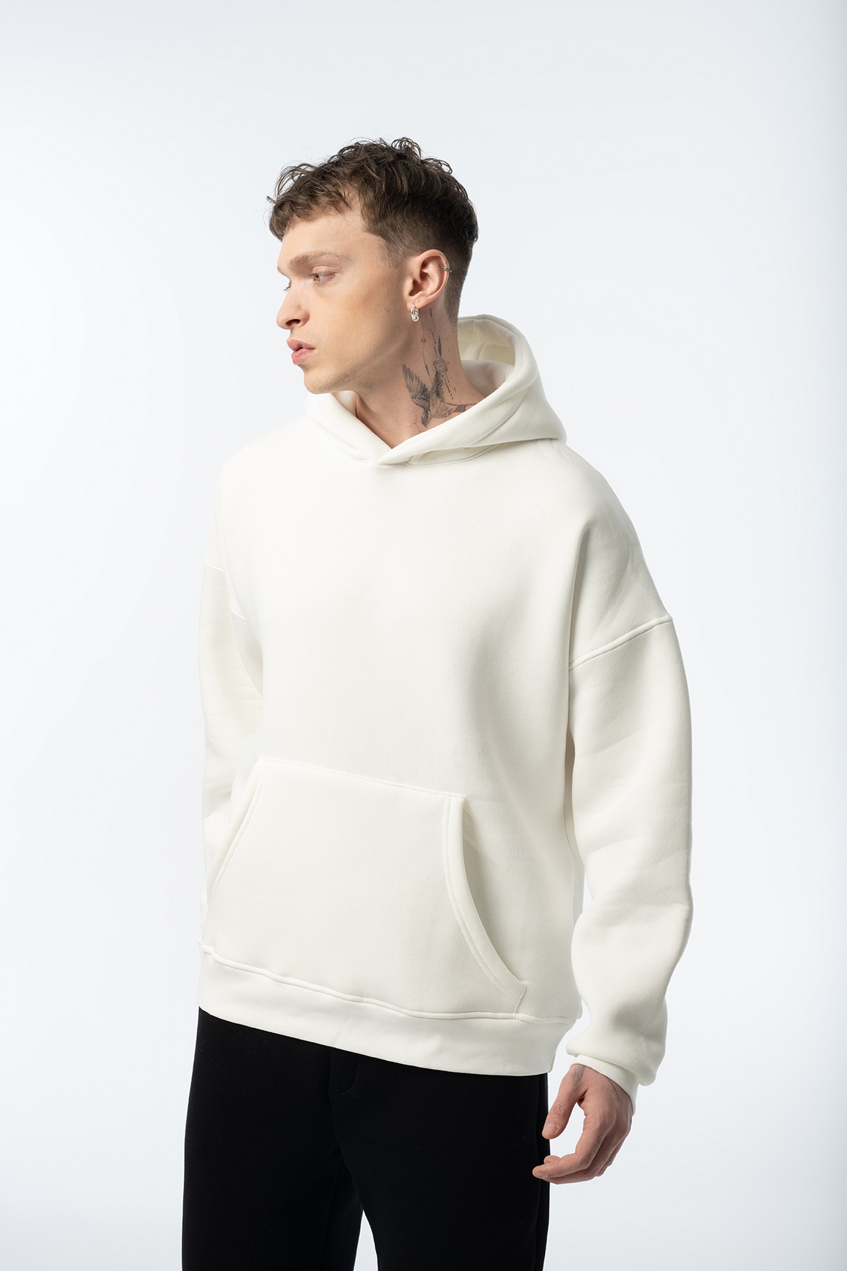 Unisex Old School Oversize Hoodie - beyaz