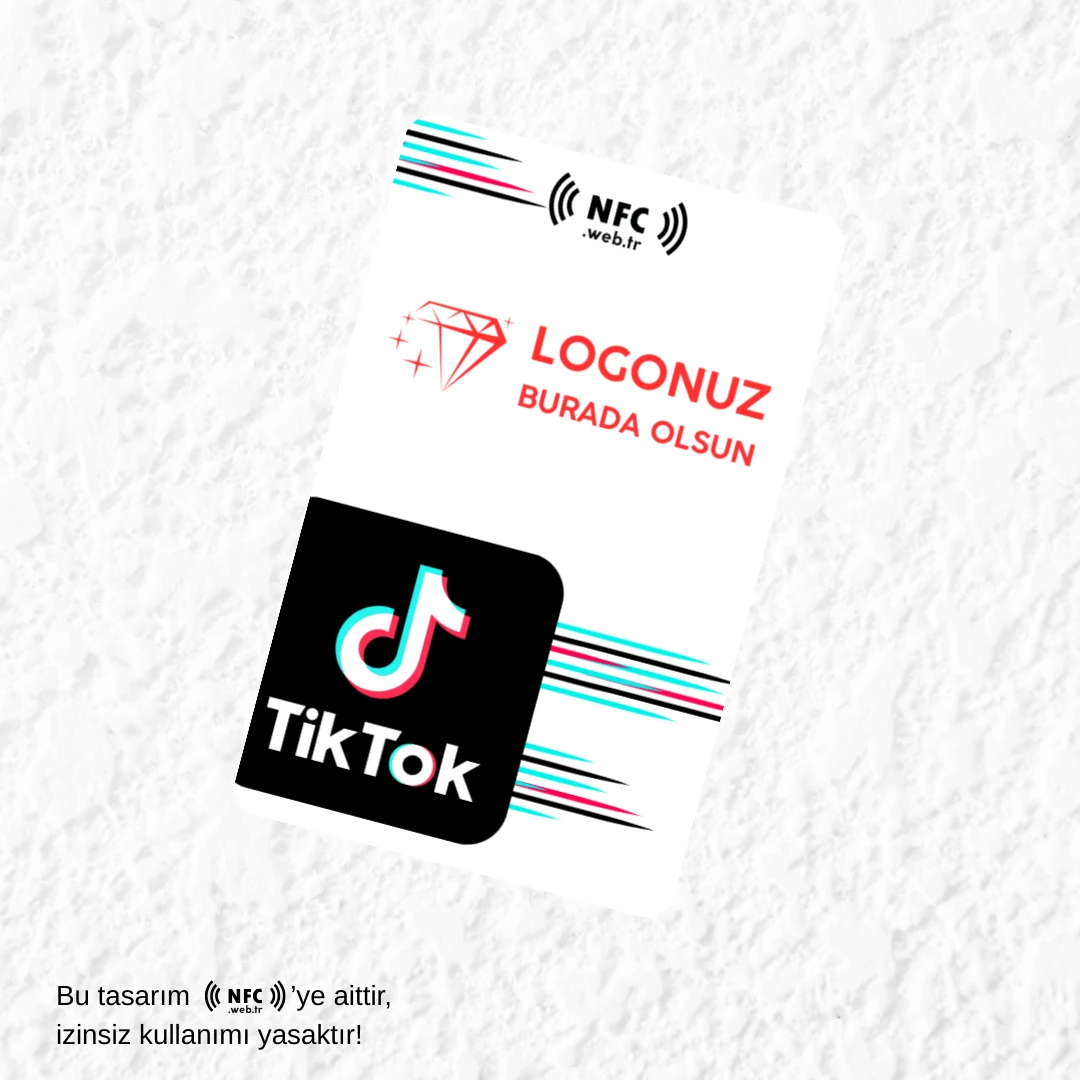 Logolu NFC ve QR Kodlu TikTok Takip Kartı