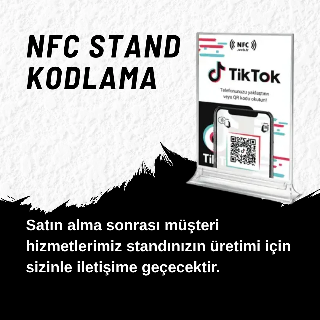 Masa Üstü NFC ve QR Kodlu TikTok Takip Standı Föylük TASARIM 241