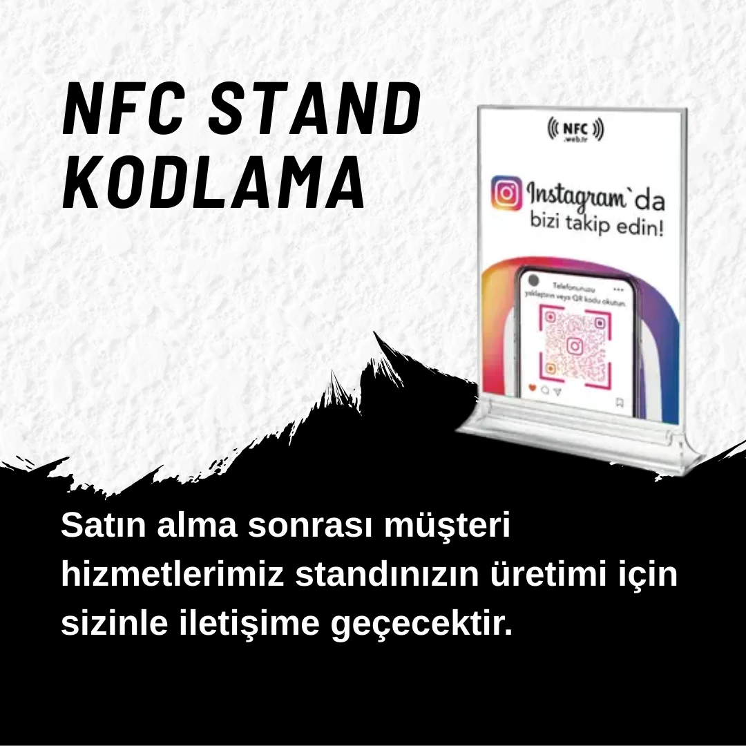 Masa Üstü NFC ve QR Kodlu İnstagram Takip Standı Föylük TASARIM 231