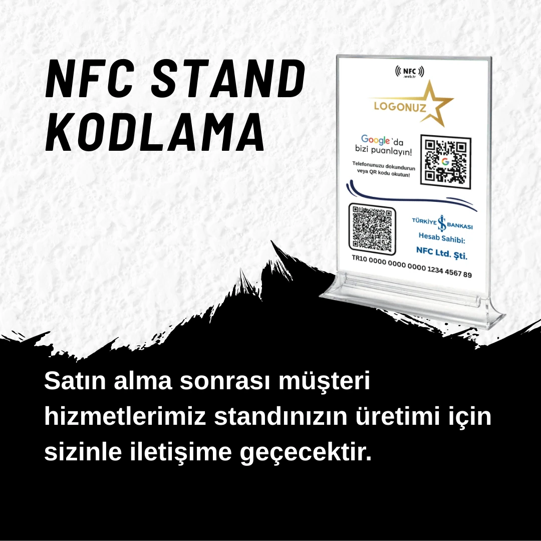QR Kod Ödeme & NFC Google Yorum Masaüstü Standı TASARIM 322