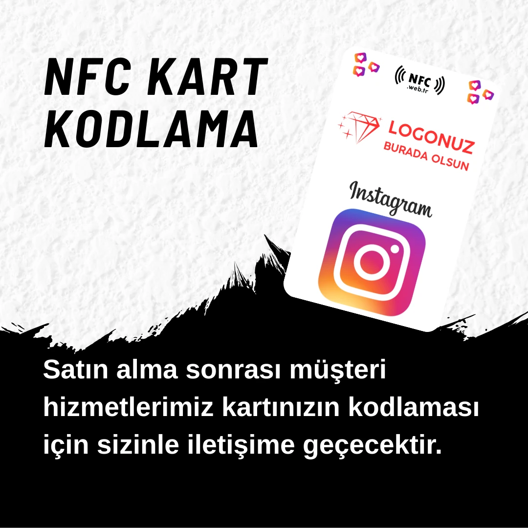 Logolu NFC ve QR Kodlu İnstagram Takip Kartı