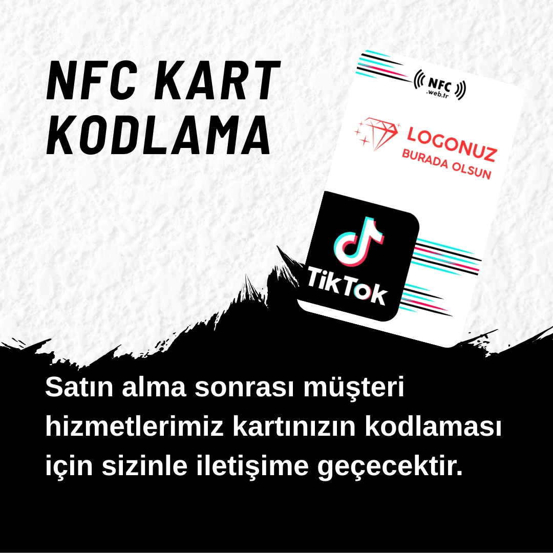 Logolu NFC ve QR Kodlu TikTok Takip Kartı