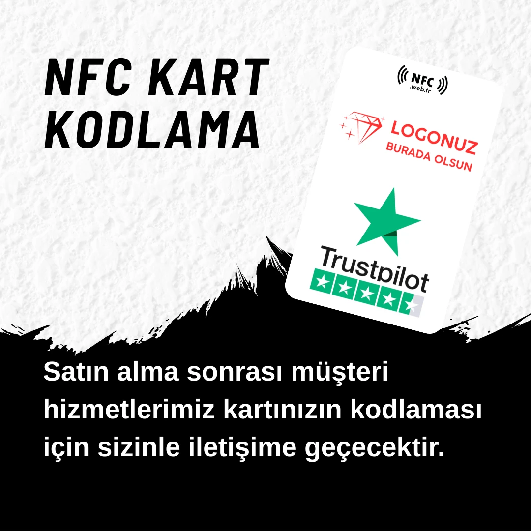 Logolu NFC ve QR Kodlu Trustpilot Yorum ve Puanlama Kartı