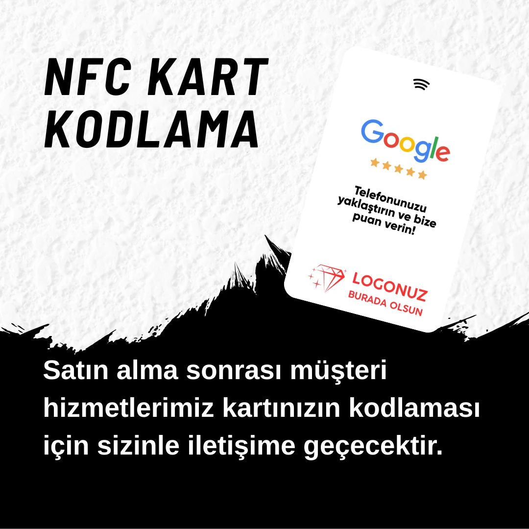 Logolu NFC ve QR Kodlu Google Yorum ve Puanlama Kartı