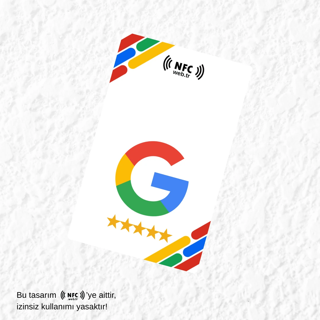 İngilizce NFC ve QR Kodlu Google Yorum ve Puanlama Kartı