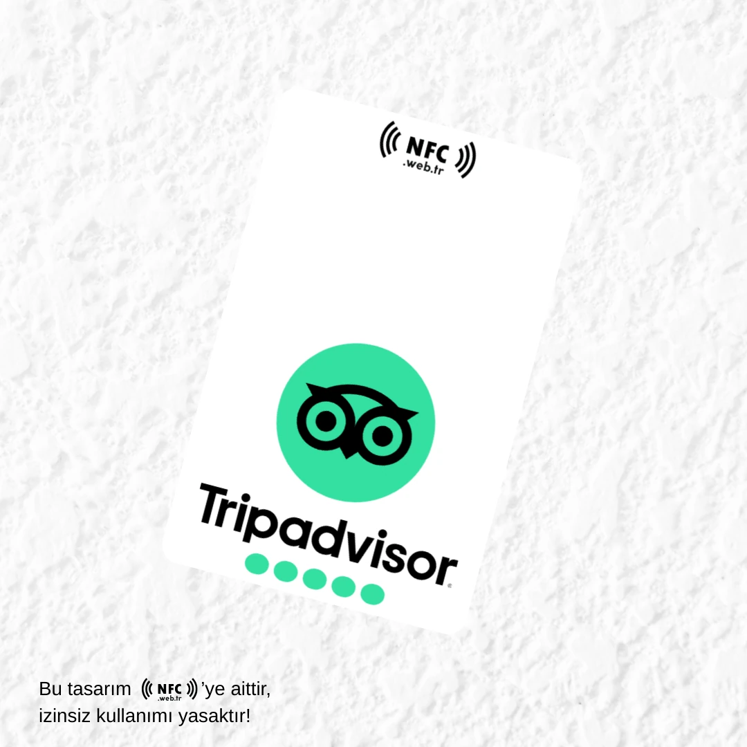 İngilizce NFC ve QR Kodlu Tripadvisor Yorum ve Puanlama Kartı