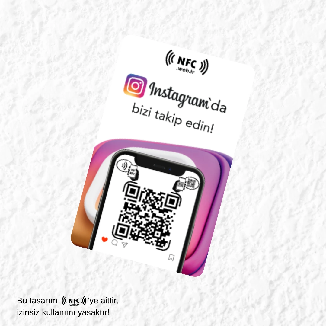Logolu NFC ve QR Kodlu İnstagram Takip Kartı
