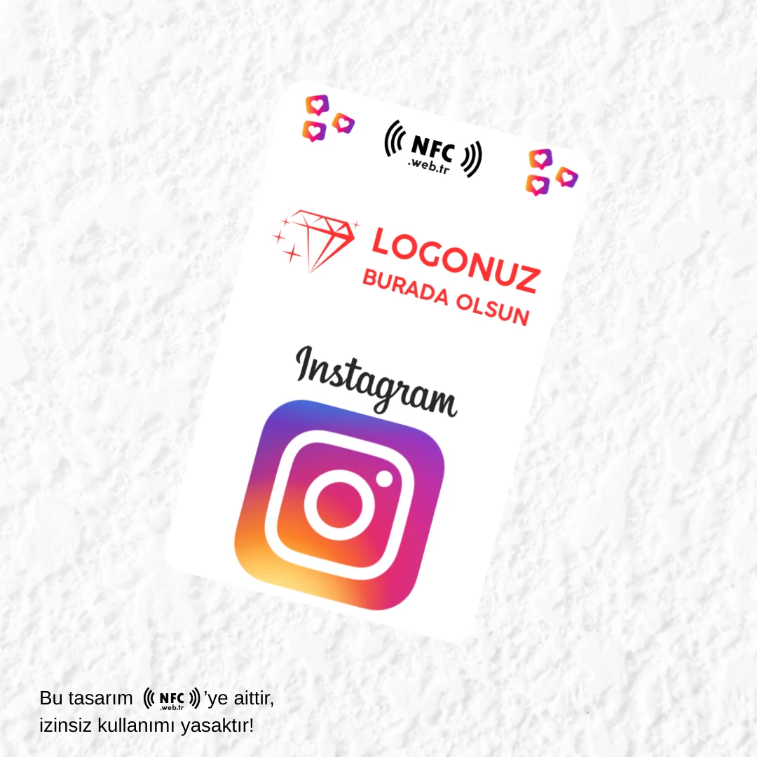 Logolu NFC ve QR Kodlu İnstagram Takip Kartı
