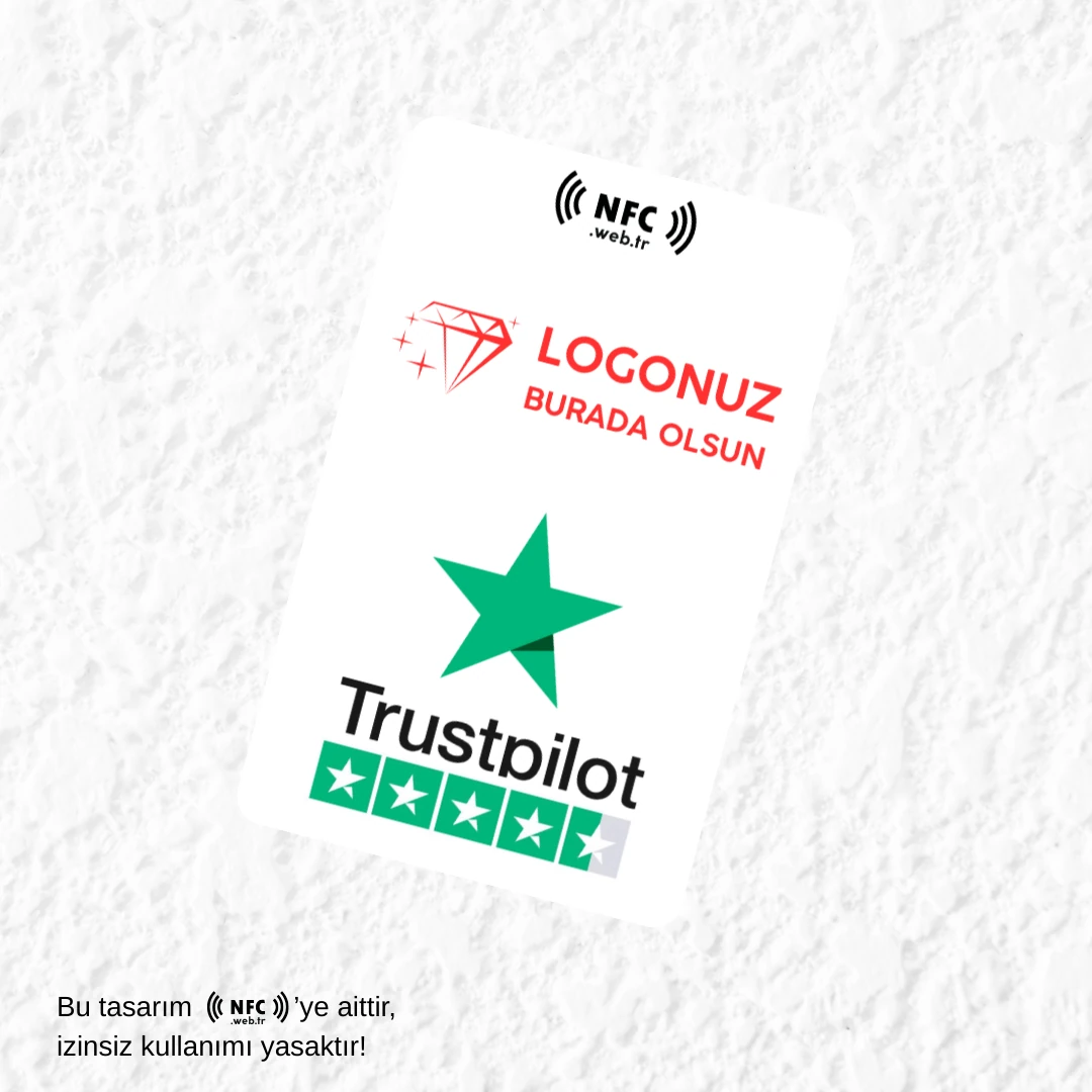 Logolu NFC ve QR Kodlu Trustpilot Yorum ve Puanlama Kartı