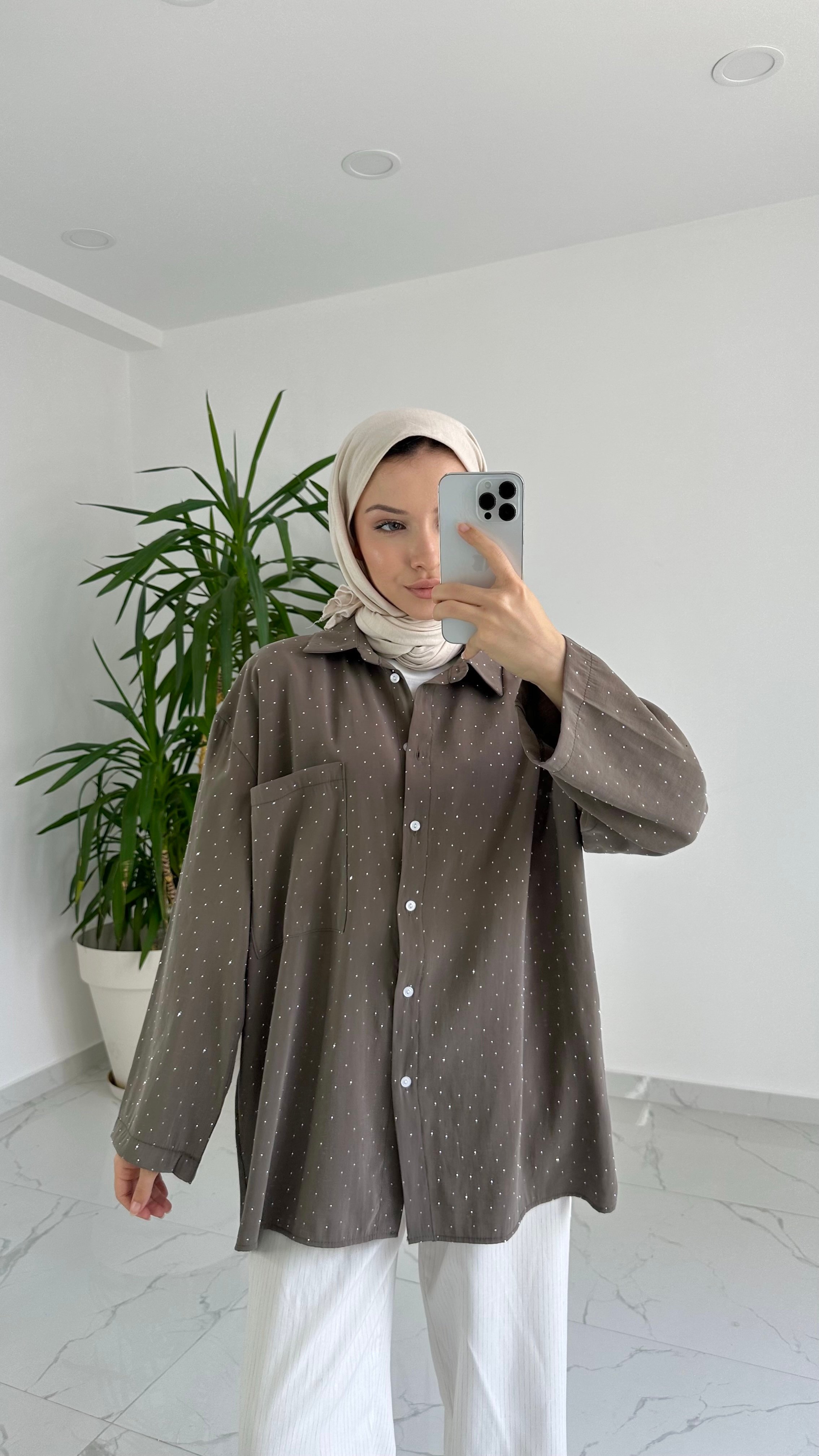 Taşlı Gömlek - Füme