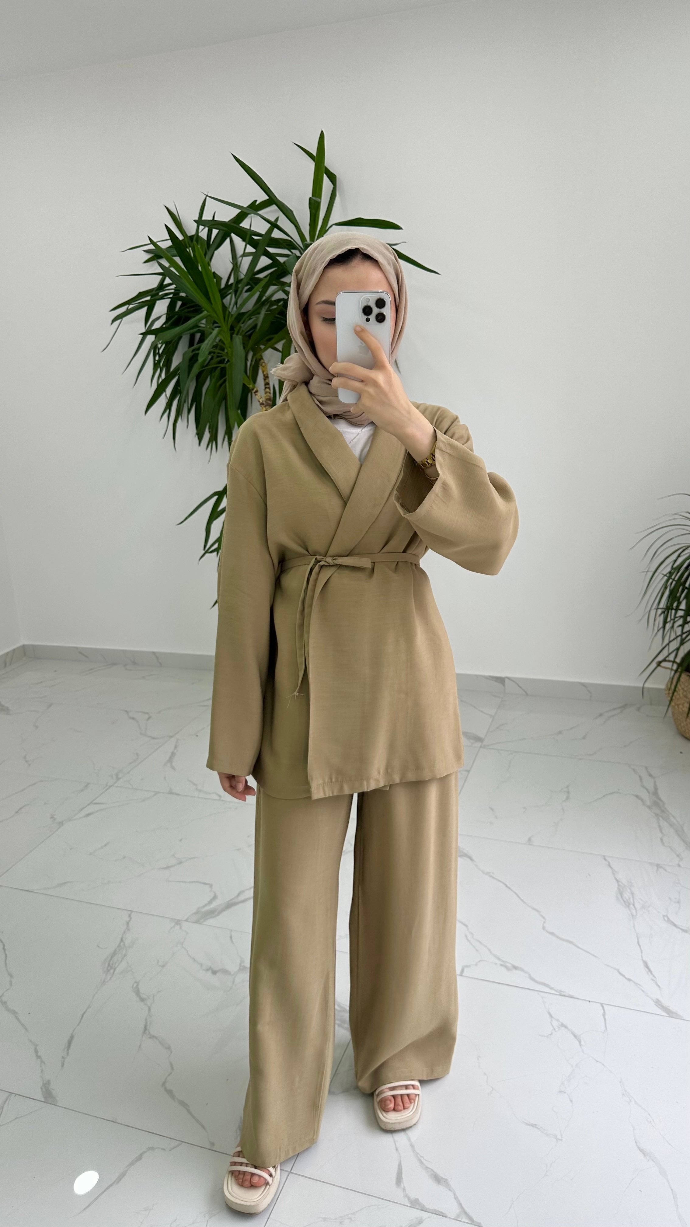 Soft Kimono Takım - Camel