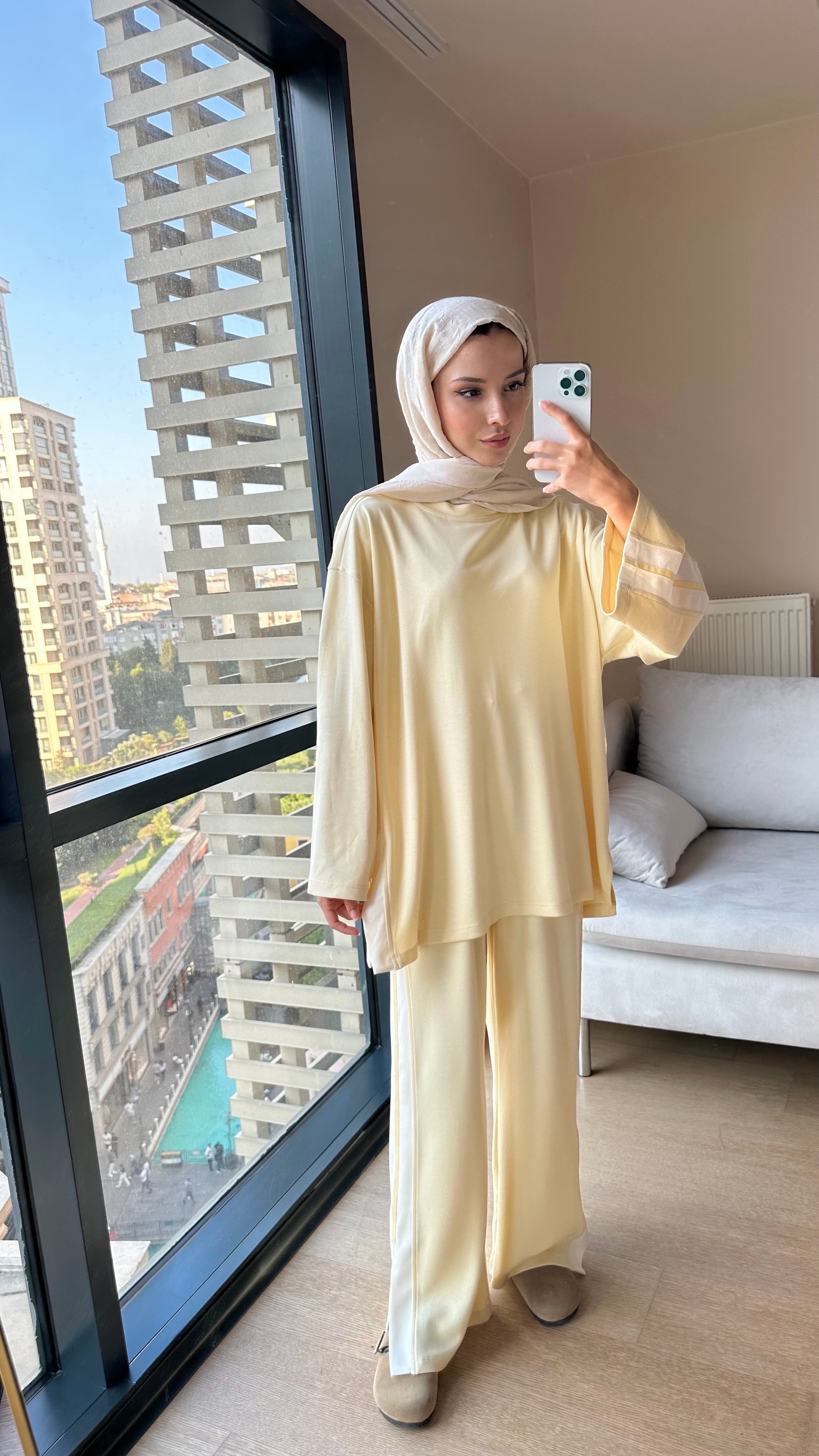 Çizgili Oysho Takım - Açık Sarı