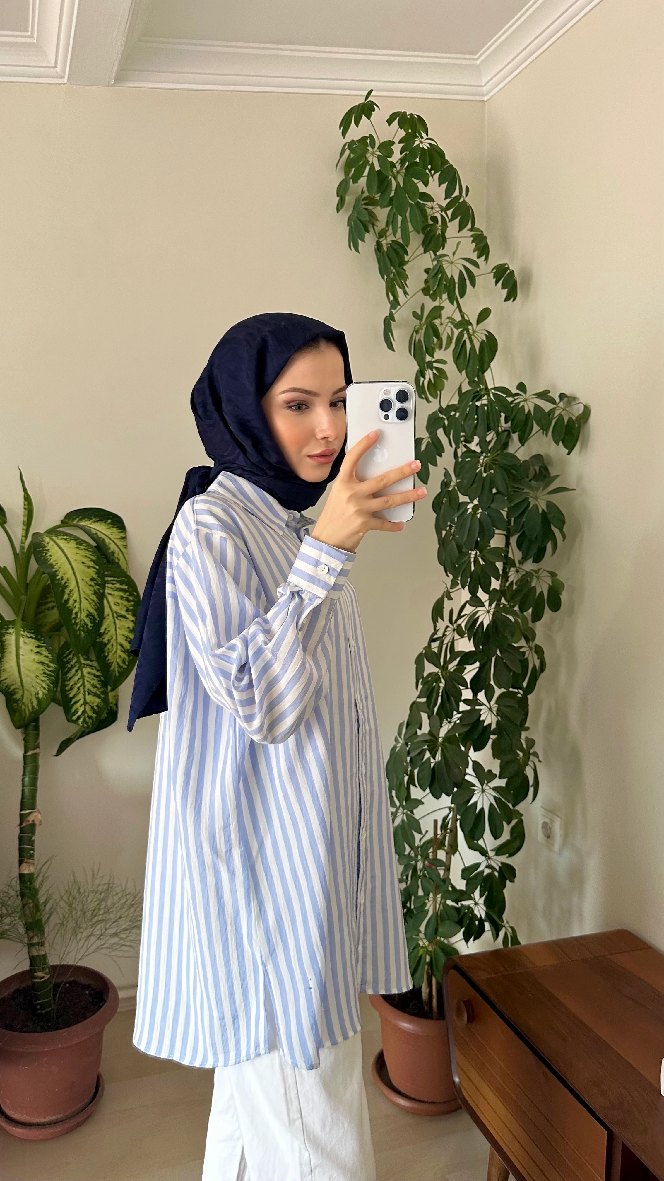 Dökümlü Çizgili Gömlek 