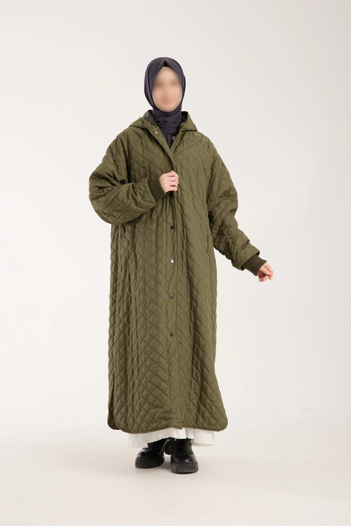 Haki Yeşil Kapitone Mont 130 CM