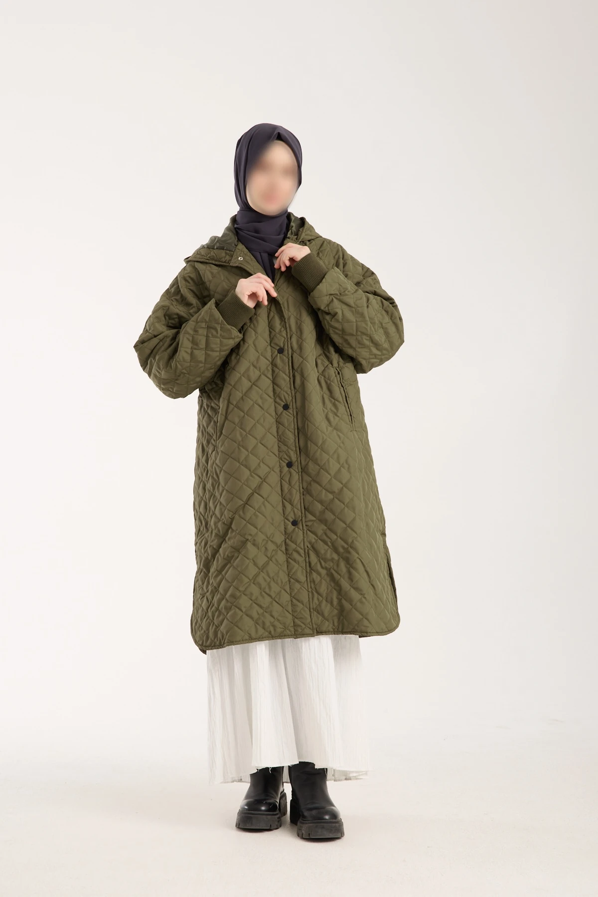 Haki Yeşil Kapitone Mont 110 CM