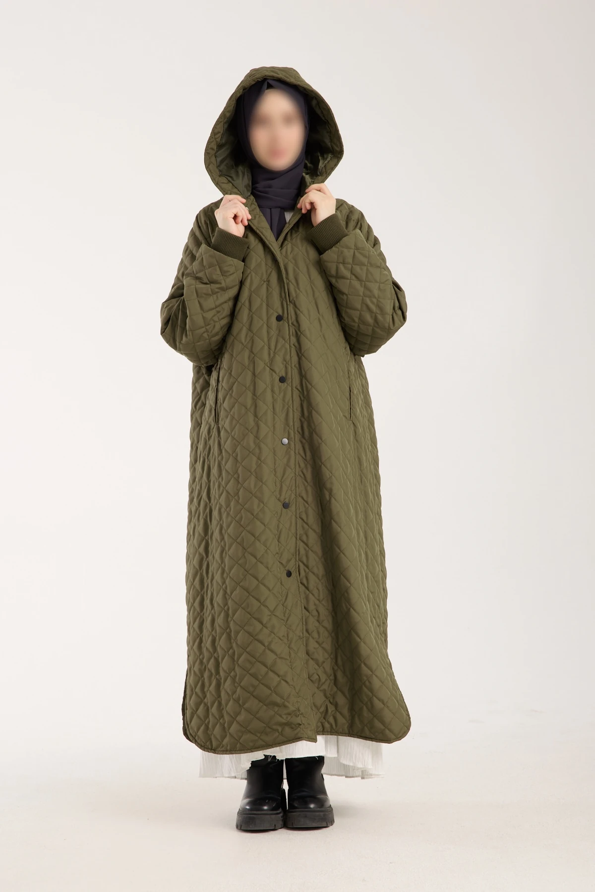 Haki Yeşil Kapitone Mont 130 CM