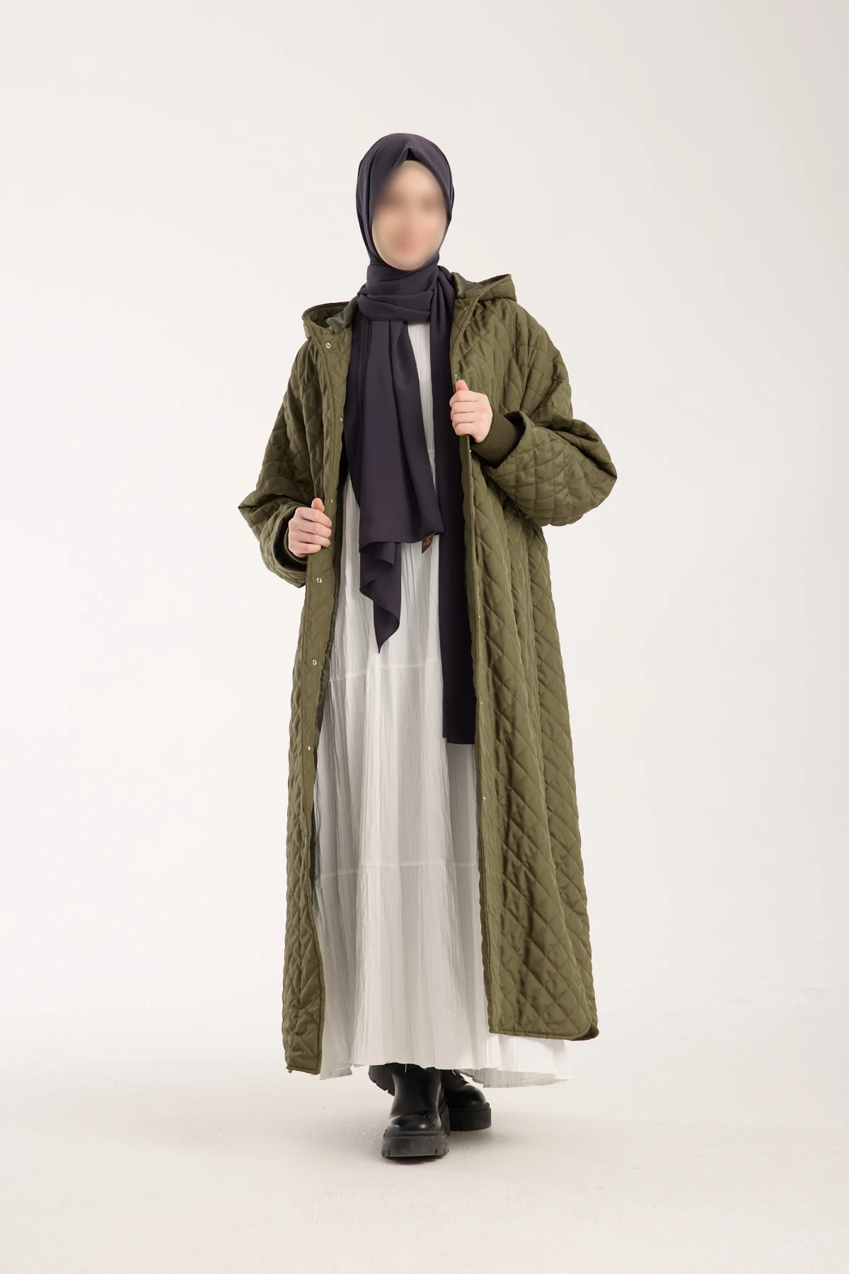 Haki Yeşil Kapitone Mont 130 CM