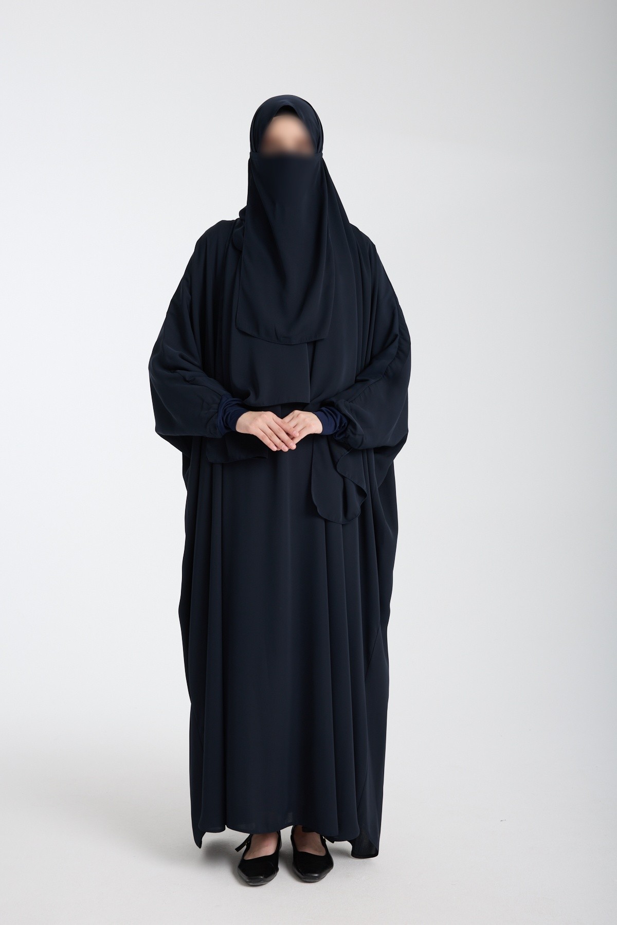Lacivert Dubai İpeği Yarasakol Ferace