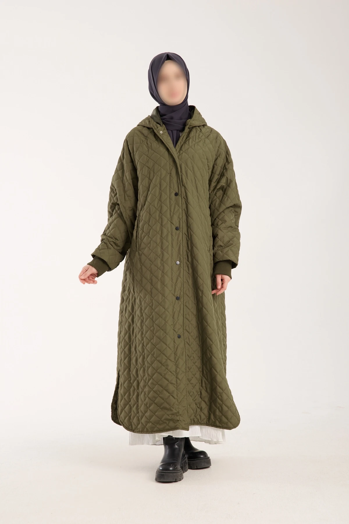 Haki Yeşil Kapitone Mont 130 CM