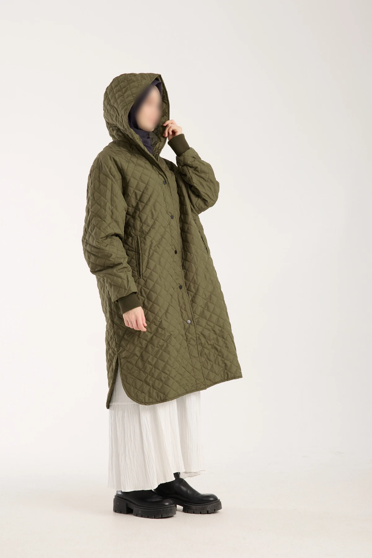 Haki Yeşil Kapitone Mont 110 CM