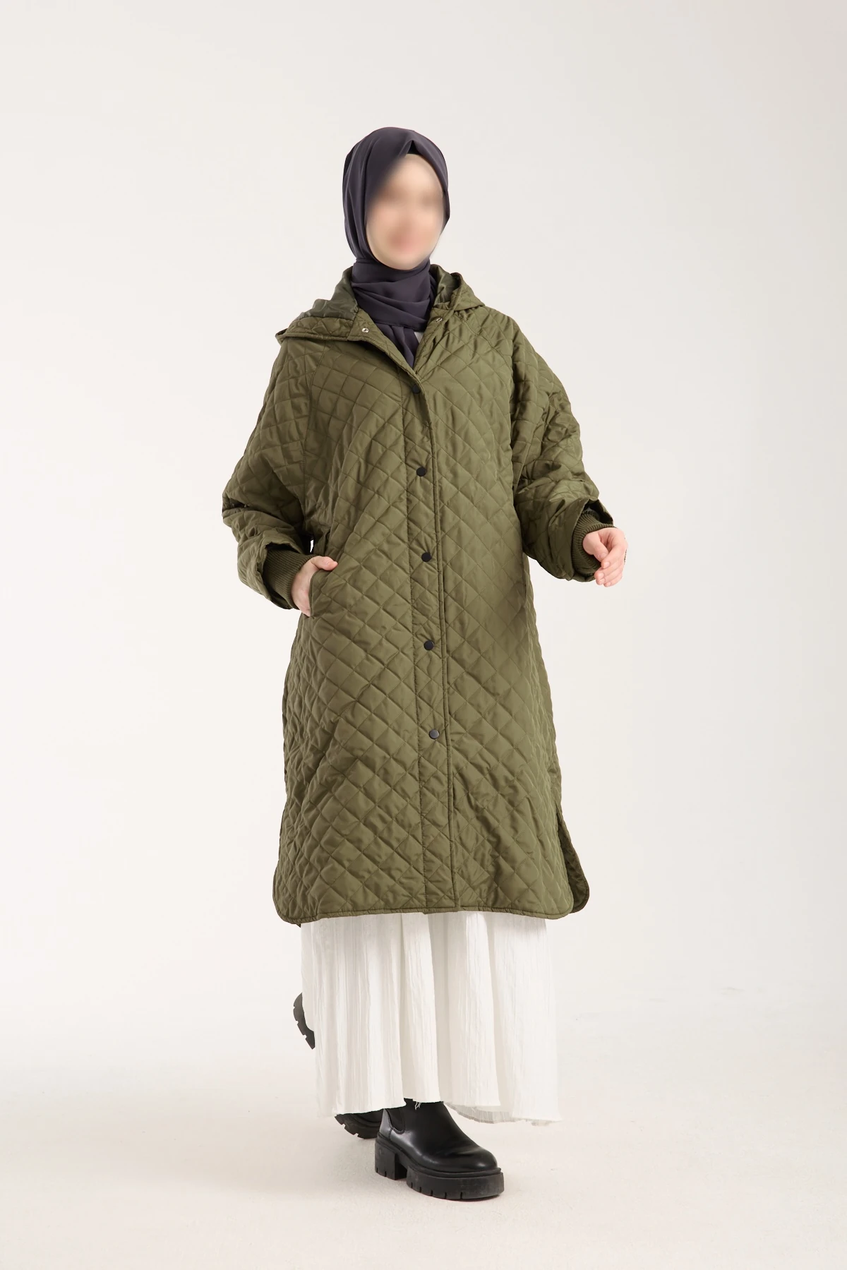 Haki Yeşil Kapitone Mont 110 CM