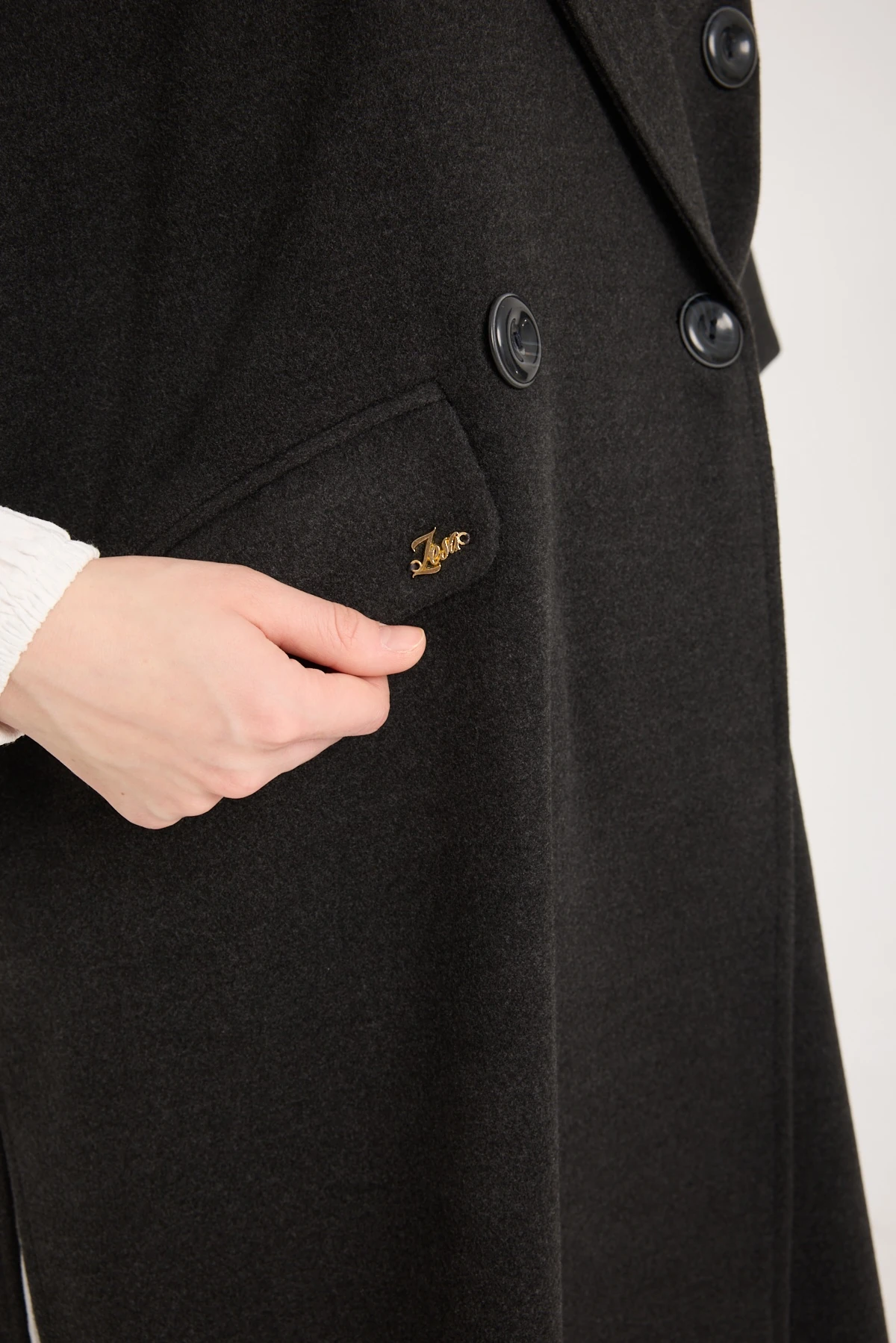 Antrasit Ceket Yaka Kısa Kollu Panço