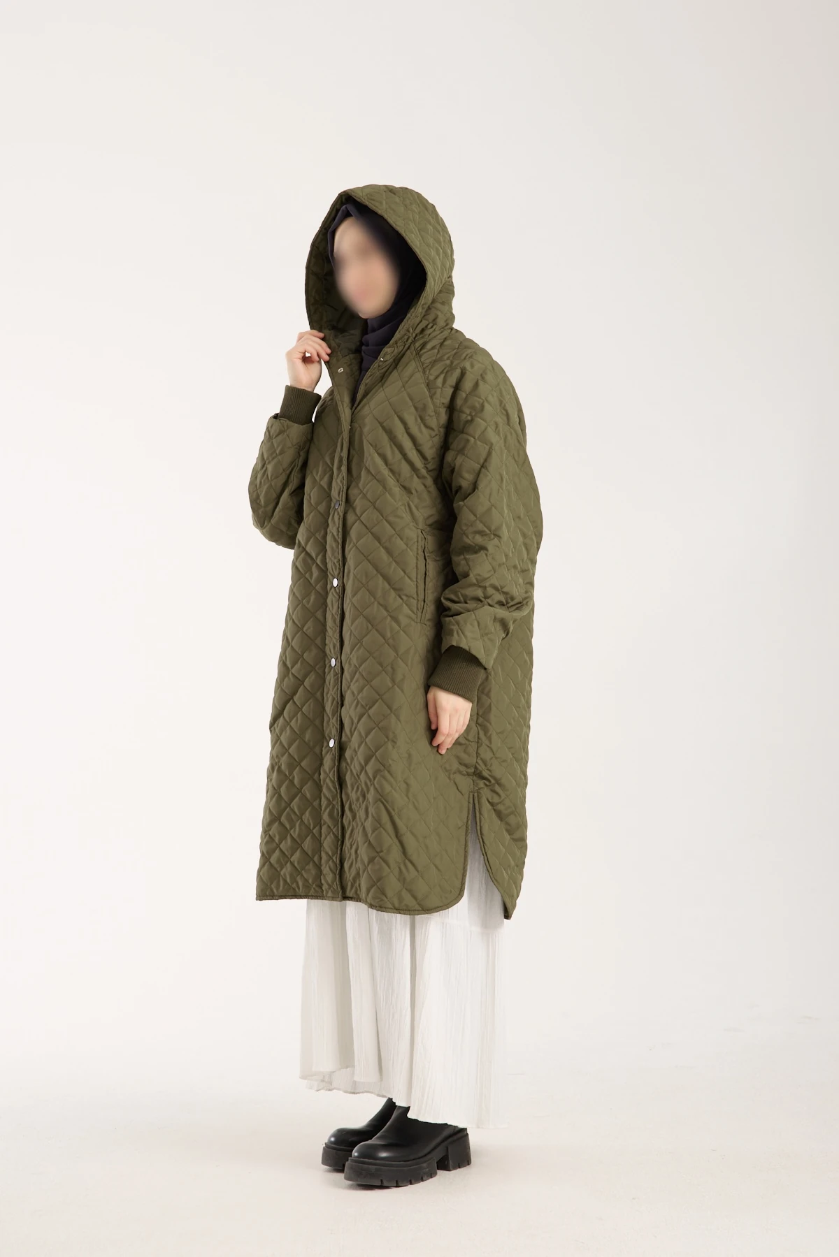 Haki Yeşil Kapitone Mont 110 CM