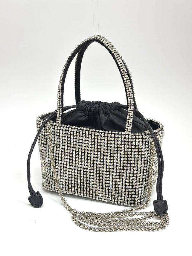 Taşlı İçi Siyah Büzgülü Çanta - 968