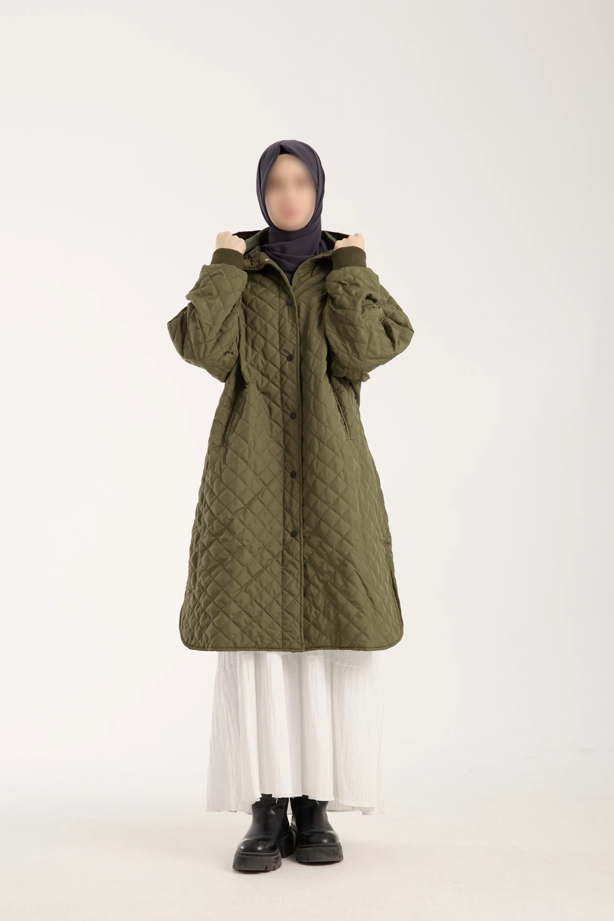 Haki Yeşil Kapitone Mont 110 CM