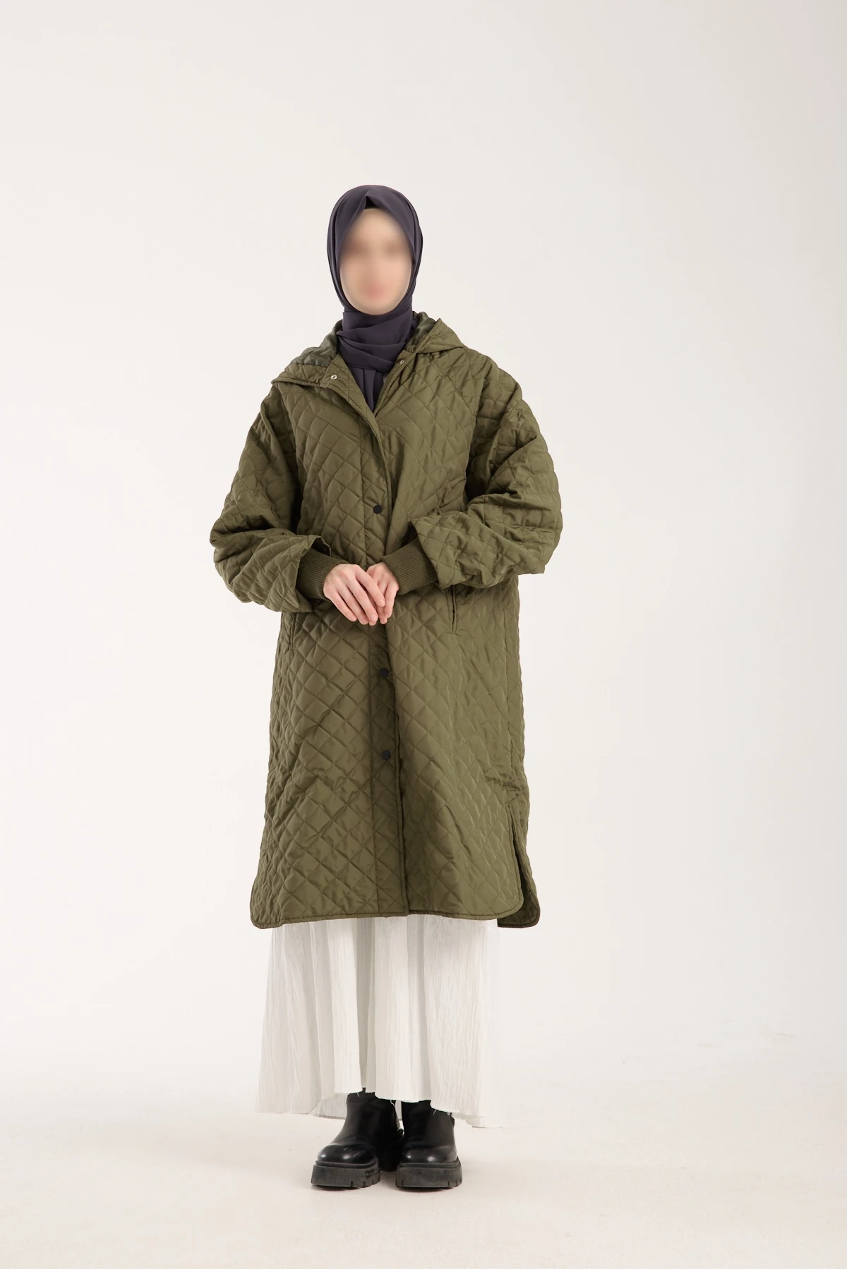 Haki Yeşil Kapitone Mont 110 CM