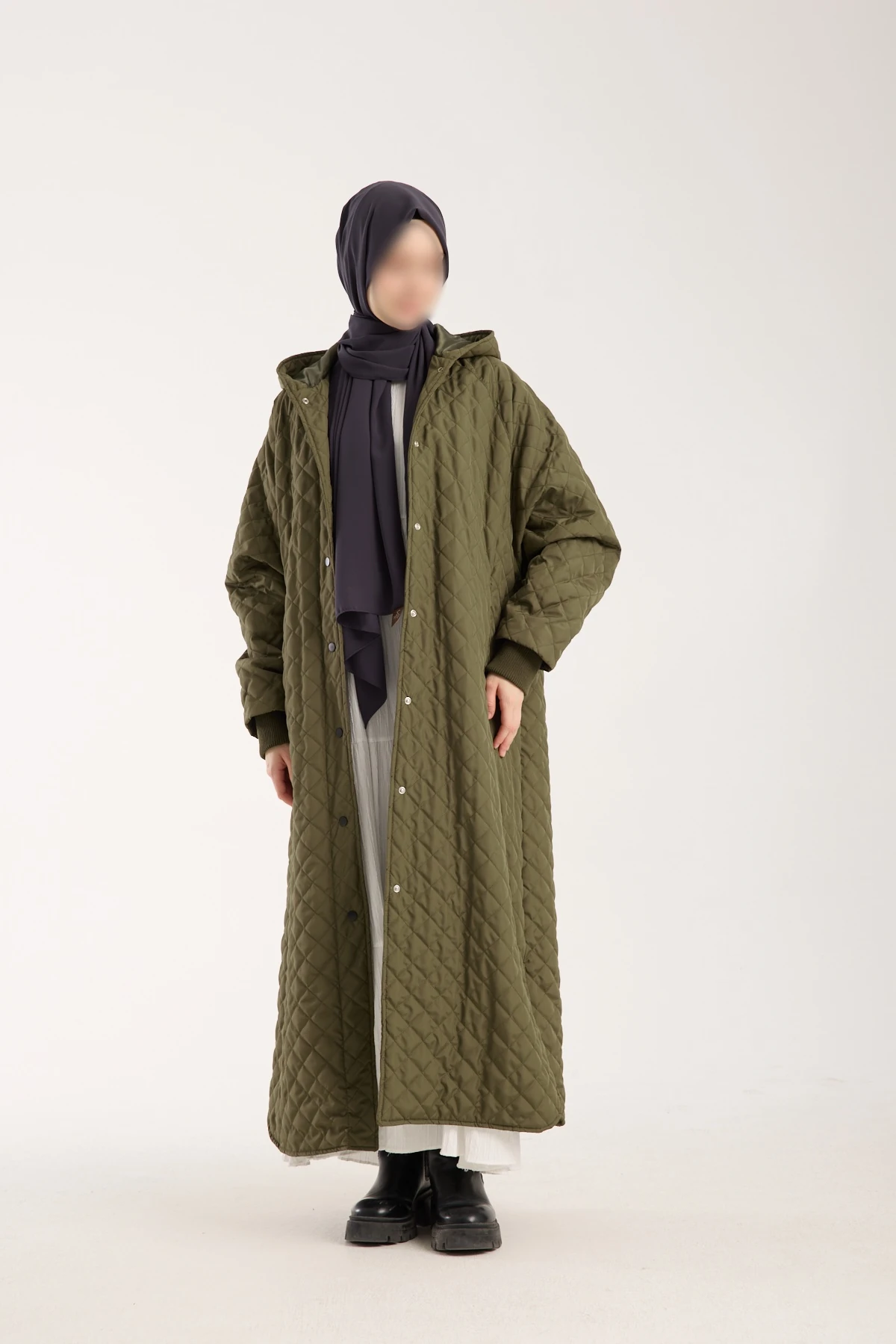 Haki Yeşil Kapitone Mont 130 CM