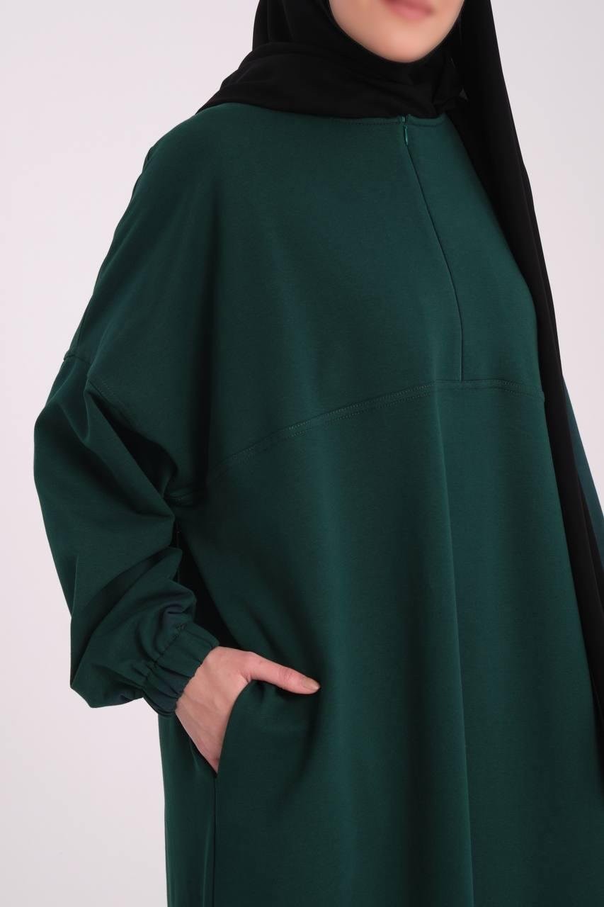 Zümrüt Yeşili Sweat Elbise Ferace