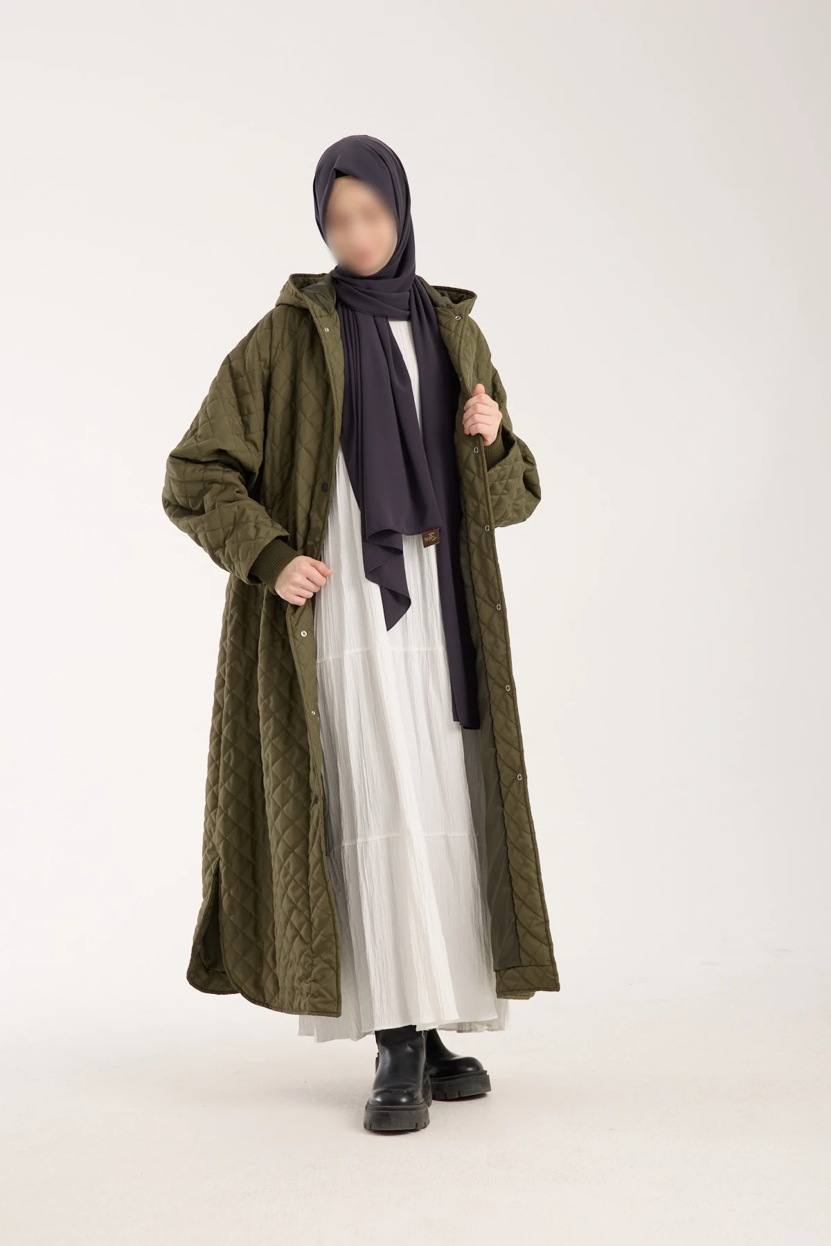 Haki Yeşil Kapitone Mont 130 CM