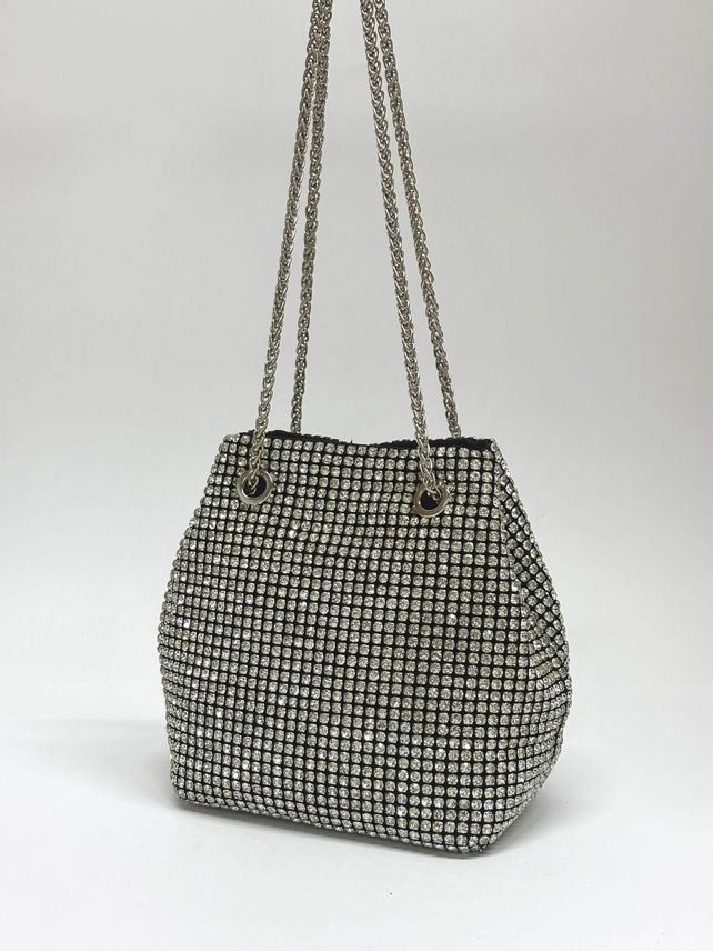 Taşlı Büzgülü Abiye Çanta - 964