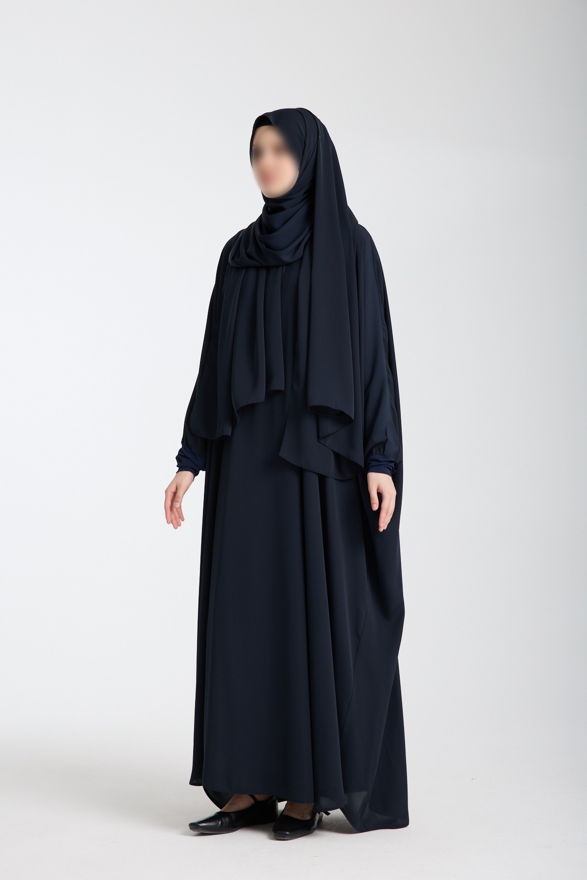 Lacivert Dubai İpeği Yarasakol Ferace