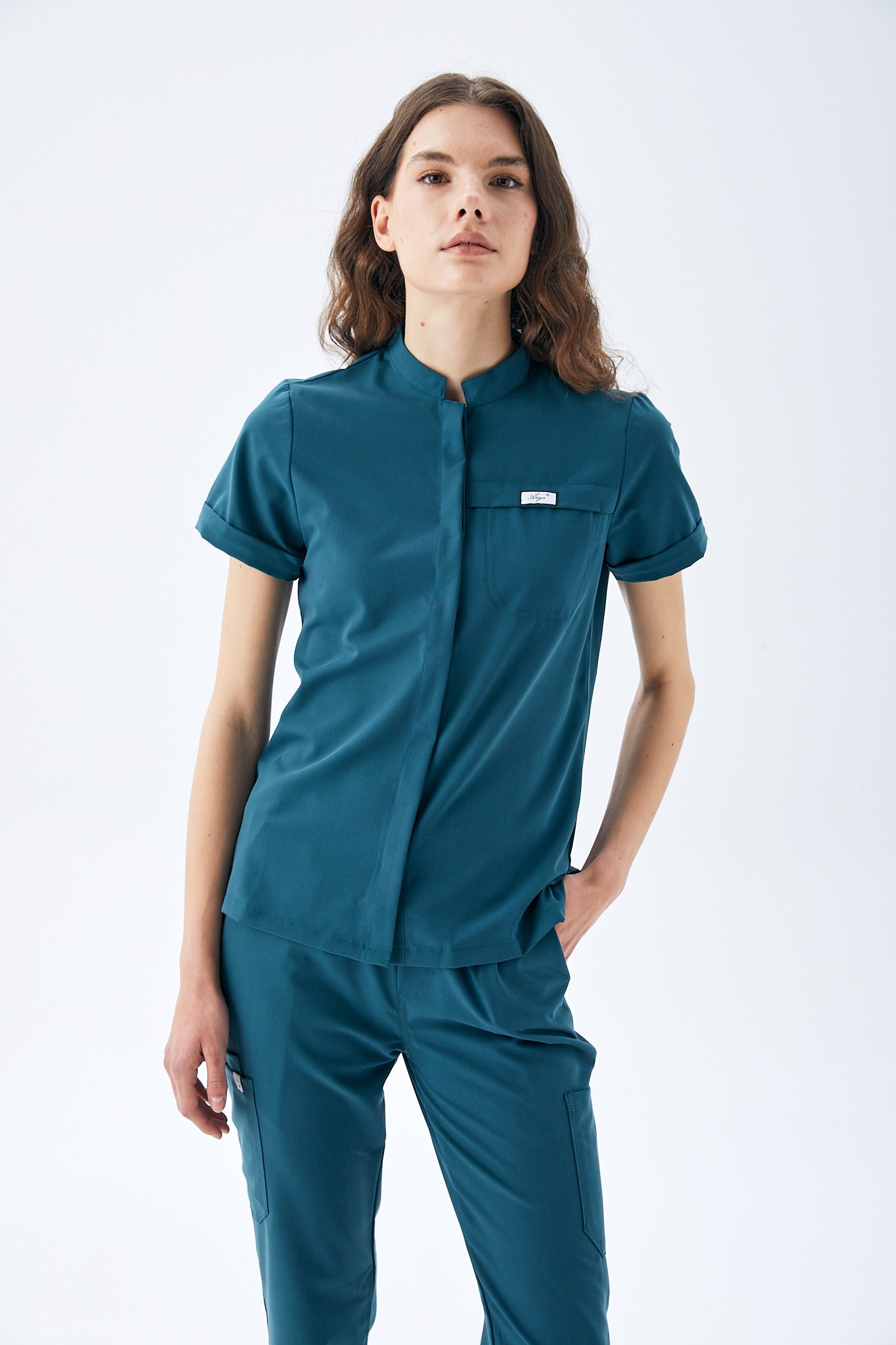 MİLEN SERİE KADIN TEK ÜST SCRUBS - PETROL