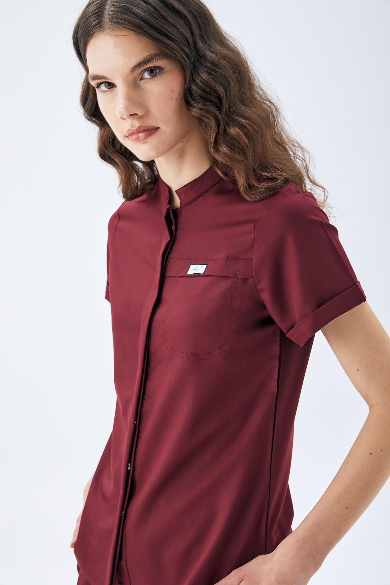 MİLEN SERİE KADIN TEK ÜST SCRUBS - BORDO
