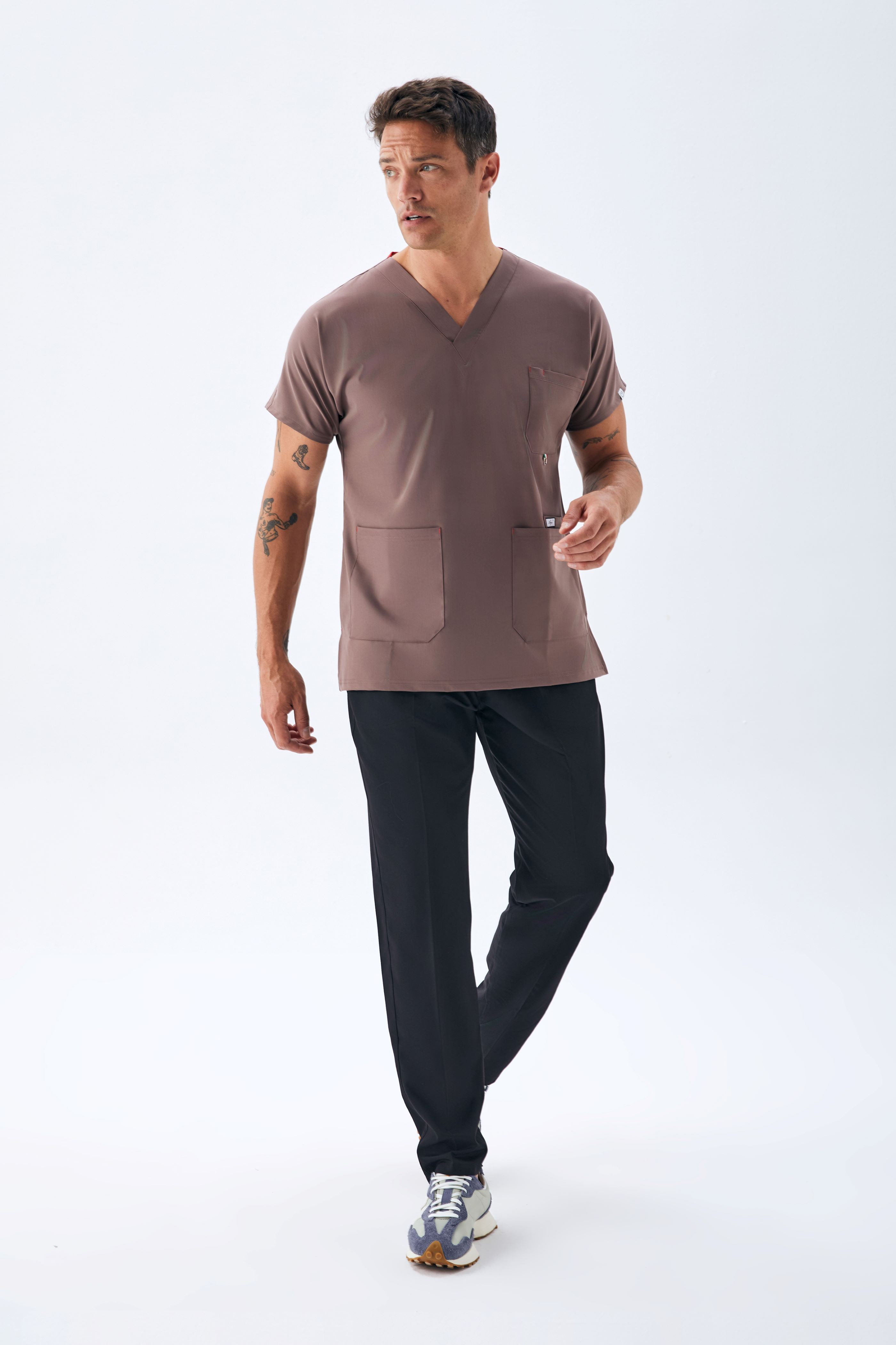 EXCLUSİVE V YAKA ERKEK SCRUB TAKIM - ESPRESSO SİYAH